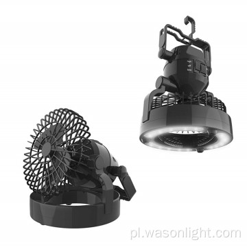 Przenośna lampa kempingowa LED z wentylatorem sufitowym